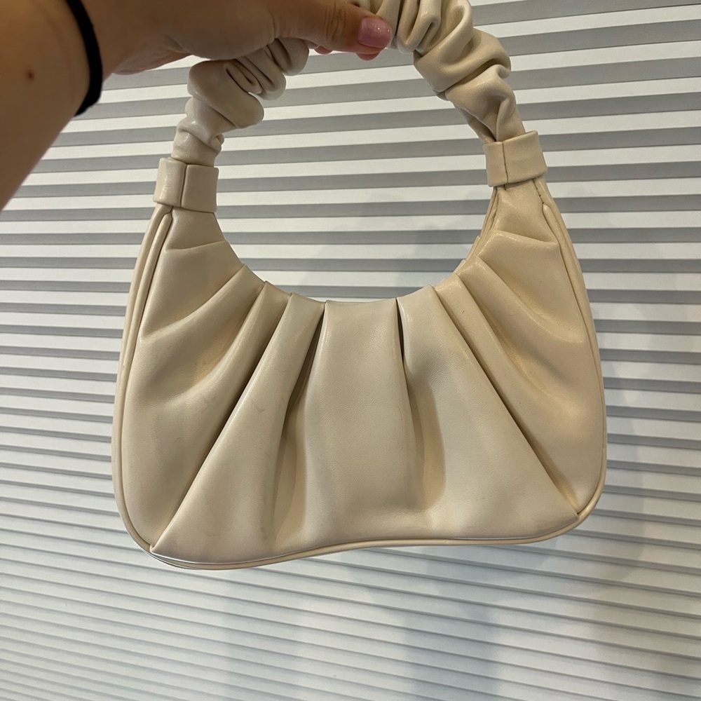 JW PEIElegant Cream Ruched Women's Bag